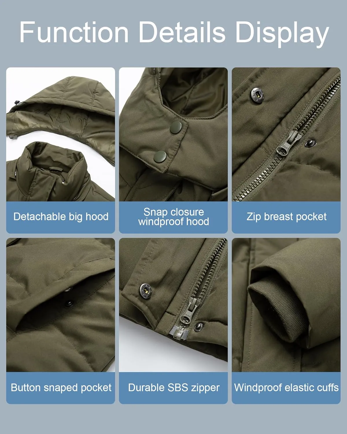 Pursky Women's Warm Winter Thicken Coat Waterproof Cropped Jackets Parka With Removable Hood