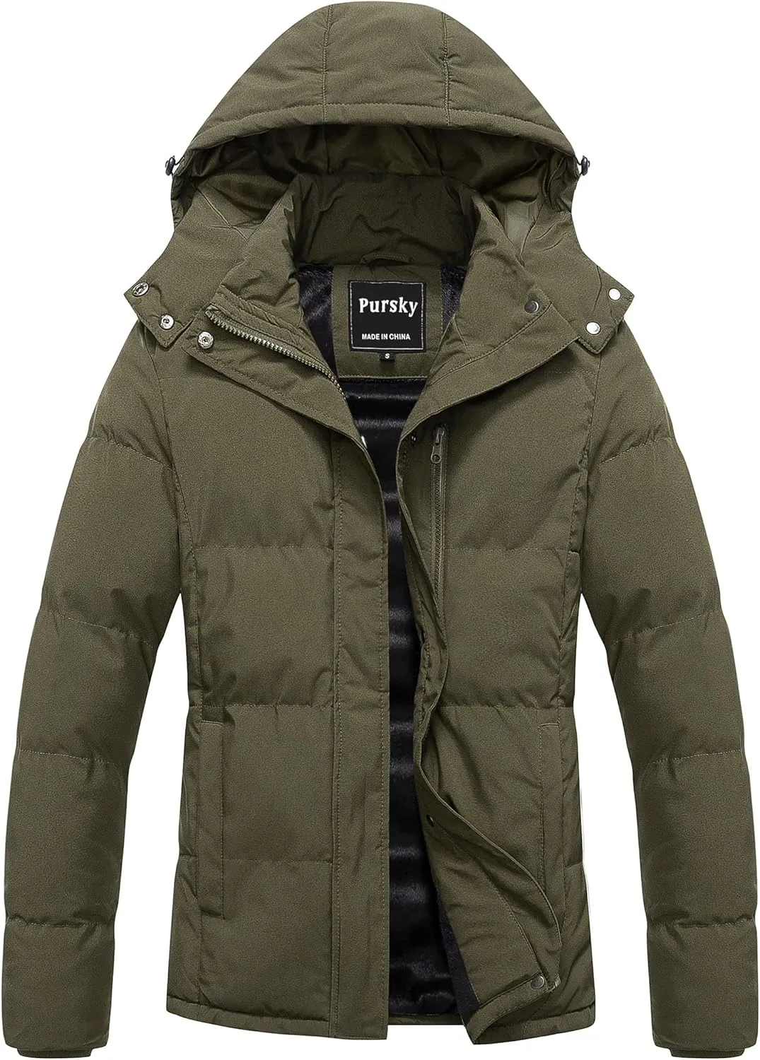 Pursky Women's Warm Winter Thicken Coat Waterproof Cropped Jackets Parka With Removable Hood