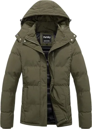 Pursky Women's Warm Winter Thicken Coat Waterproof Cropped Jackets Parka With Removable Hood