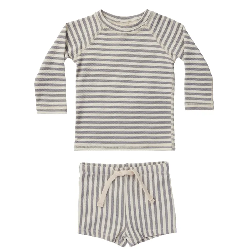 Quincy Mae - Finn Rashguard   Short Set in Lagoon Stripe