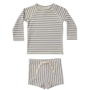 Quincy Mae - Finn Rashguard   Short Set in Lagoon Stripe