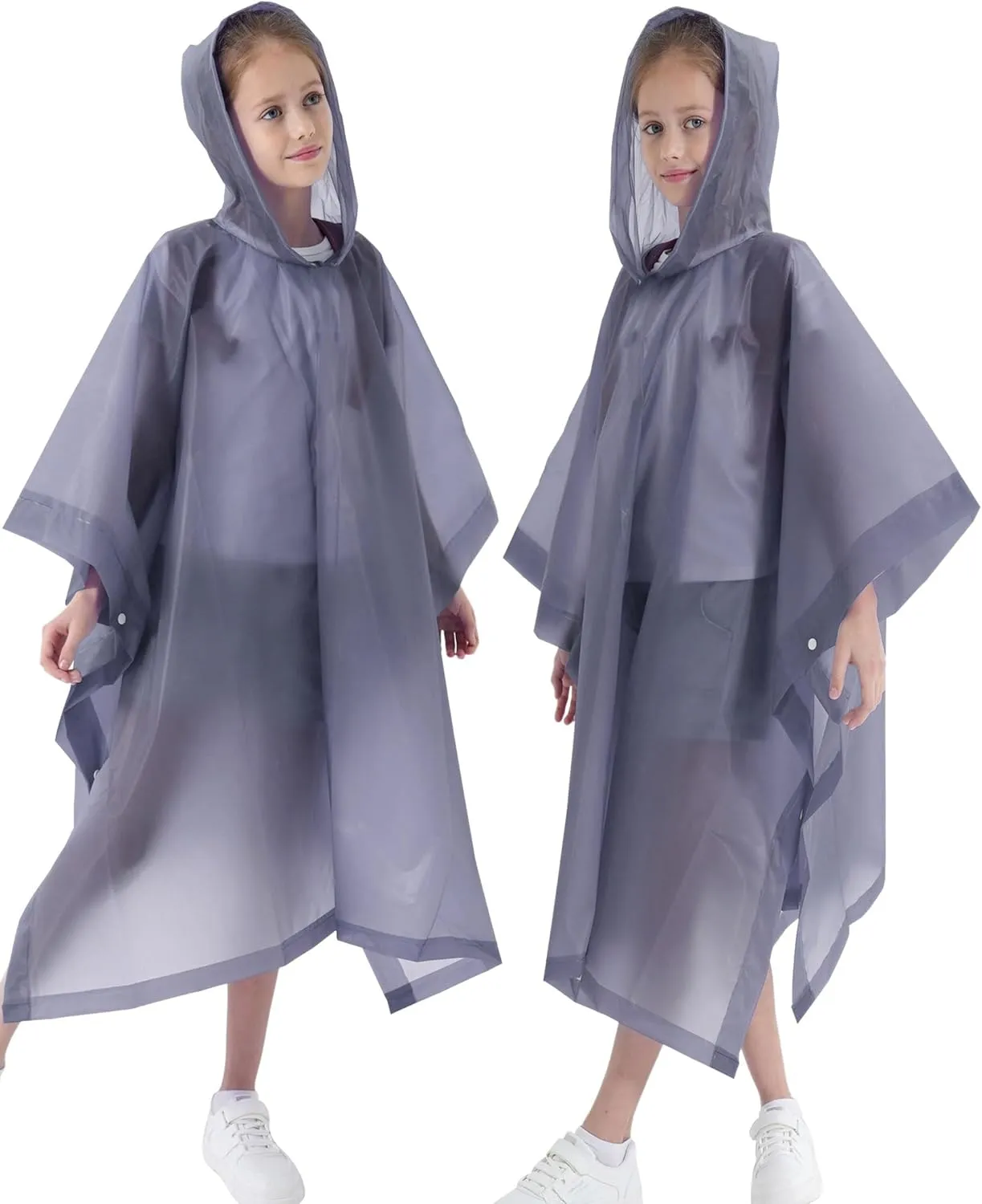 Rain Poncho for Kids(2 Pack) Waterproof Reusable EVA Raincoat One Size Rain Jackets for Children,Boys and Girls