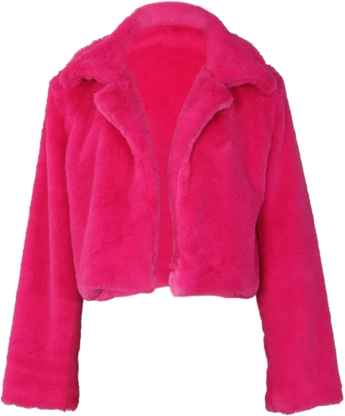 RAMOUG Womens Winter Outerwear Faux Fur Long Sleeve Crop Jacket Shaggy Coat Open Front Cardigans