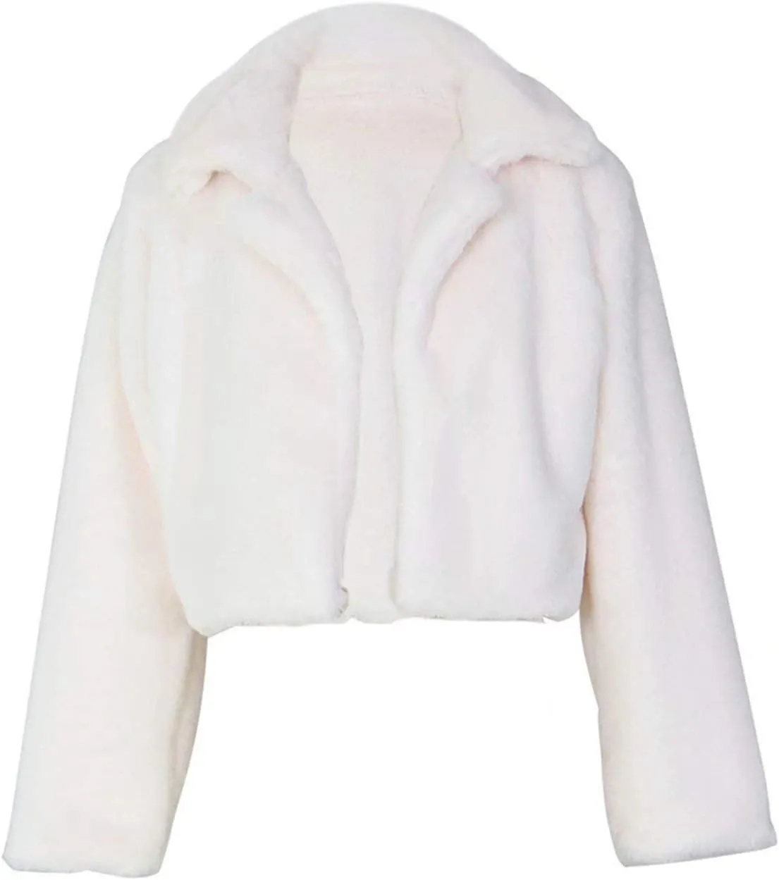 RAMOUG Womens Winter Outerwear Faux Fur Long Sleeve Crop Jacket Shaggy Coat Open Front Cardigans