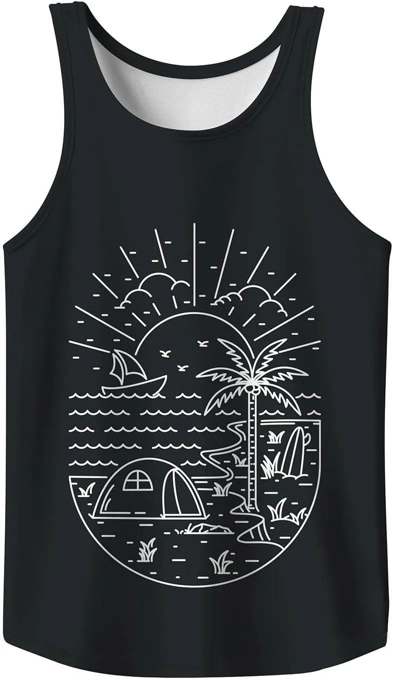 Rave Tank Tops Men Beach Tank Tops Graphic Summer Funny Sleeveless EDM Outfits Patriotic Shirts Up to 3XL