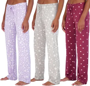 Real Essentials 3 Pack: Womens Ultra-Soft Comfy Pajama Lounge Pants Sleepwear (Available in Plus Size)