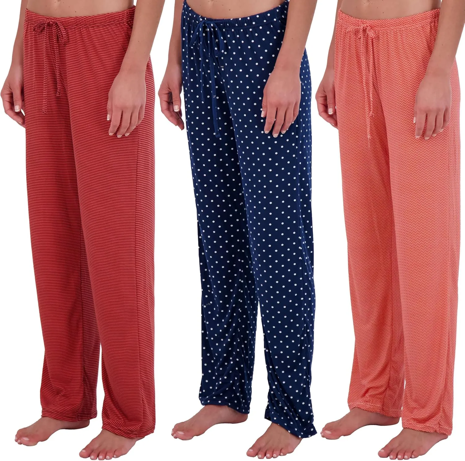 Real Essentials 3 Pack: Womens Ultra-Soft Comfy Pajama Lounge Pants Sleepwear (Available in Plus Size)