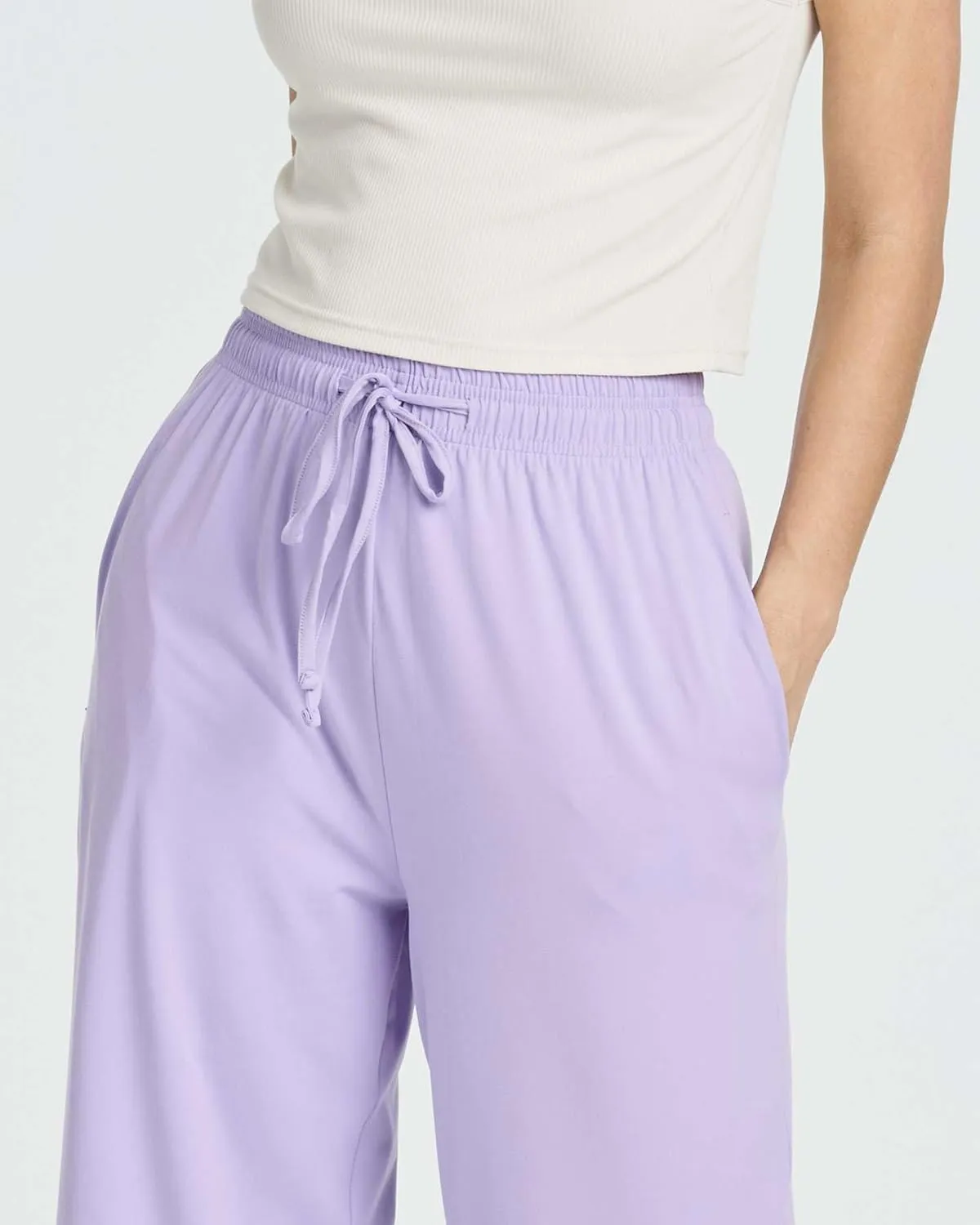 Real Essentials 3 Pack: Women's Ultra-Soft Wide Leg Loose Capri Open Bottom Pants - Yoga Lounge Pockets(Available in Plus)