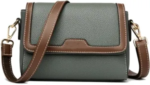 Retro Leather Crossbody Bag for Women | Casual Square Flap Satchel Handbag | Stylish Beige Purse