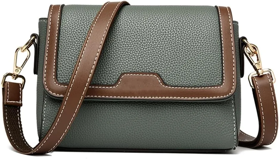 Retro Leather Crossbody Bag for Women | Casual Square Flap Satchel Handbag | Stylish Beige Purse