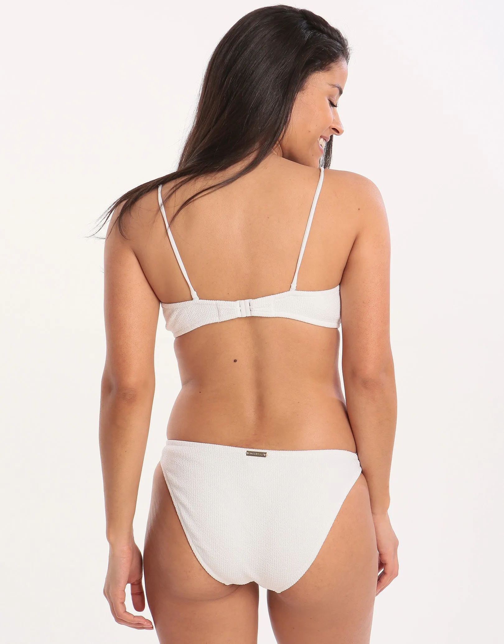 Retro Purity Zip Front Bralette Bikini Top - White