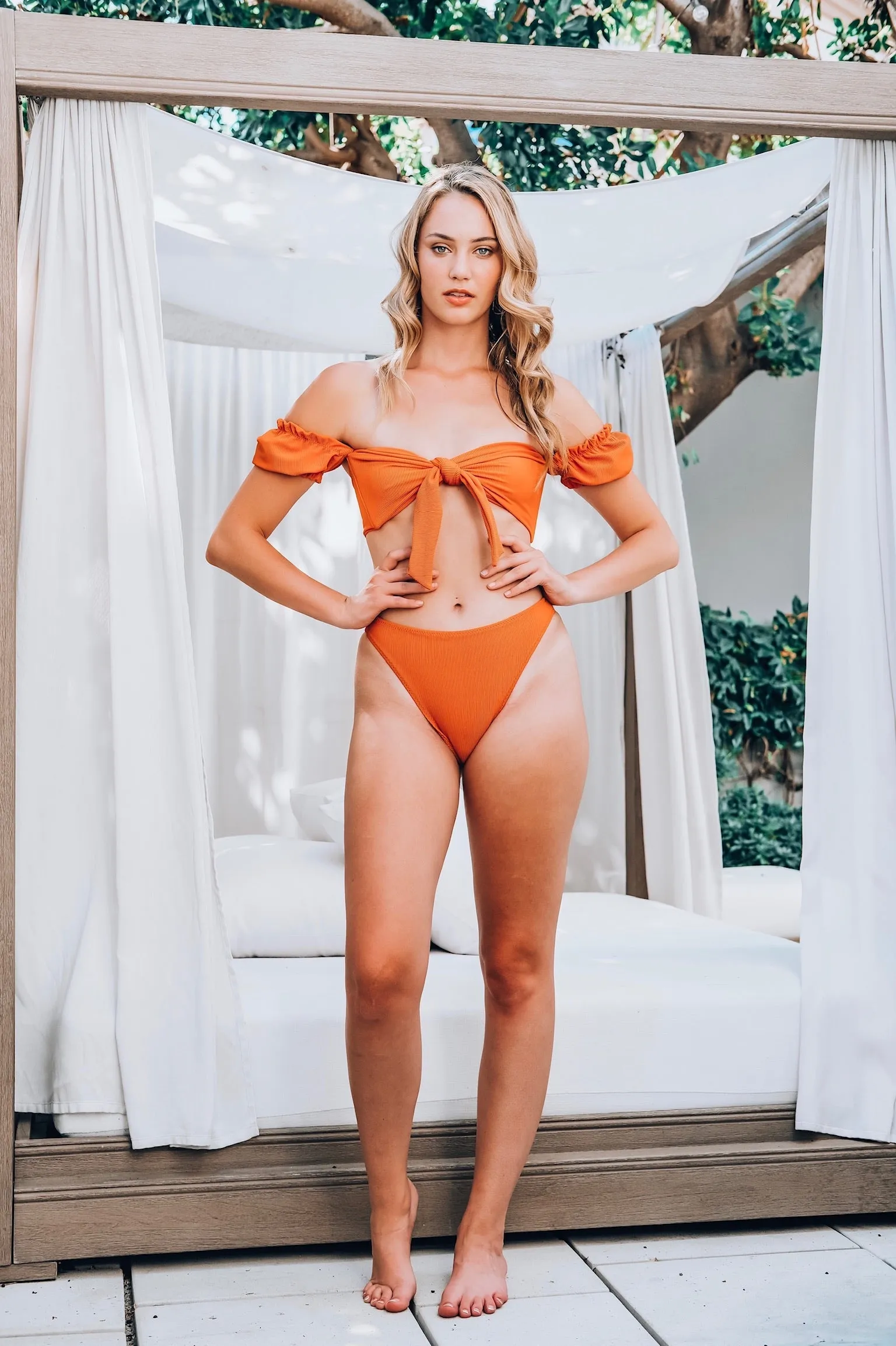 Ribbed High Rise Bikini Bottoms - Copper