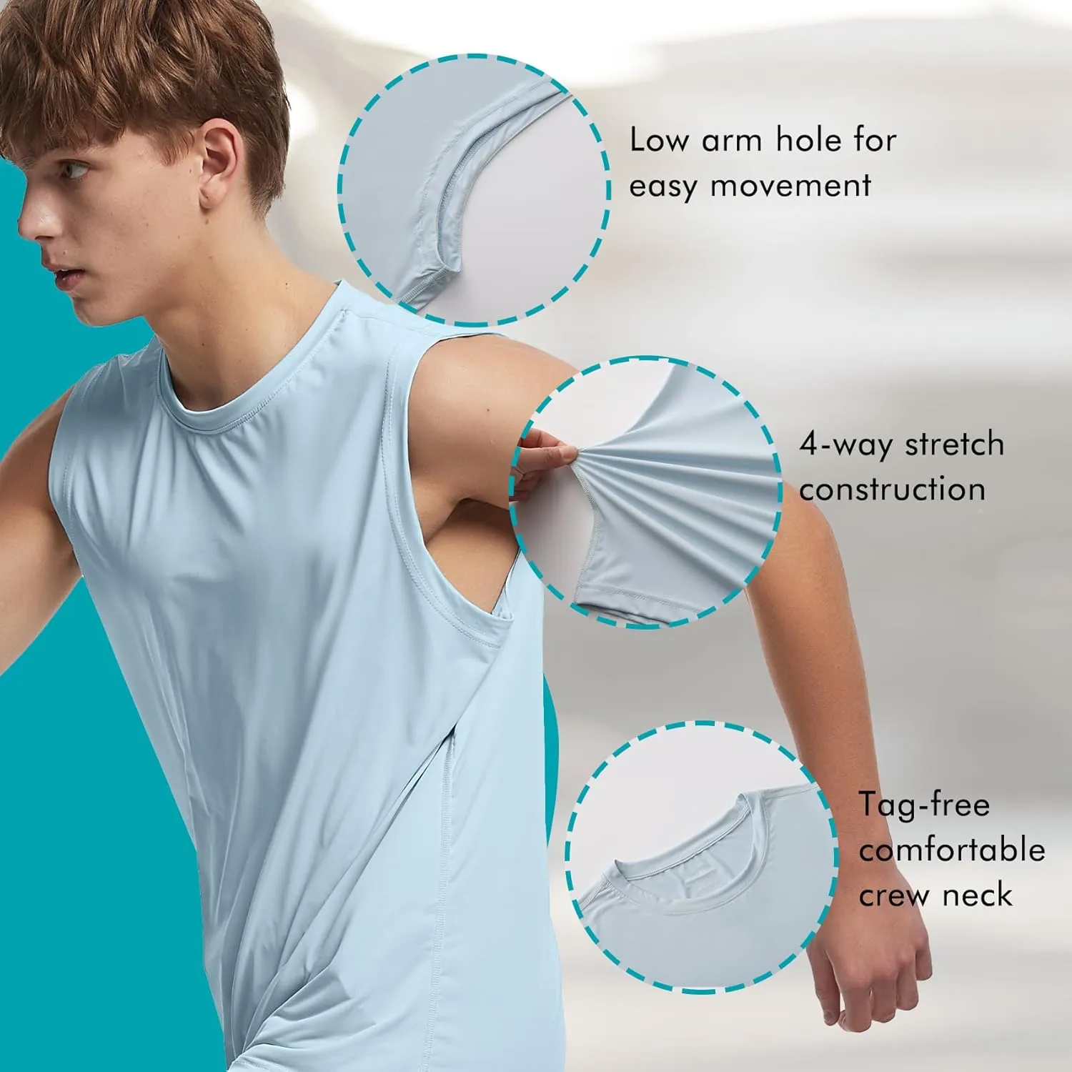 Riverruns Men's Sleeveless Tank Tops Quick Dry Workout Shirts for Gym Fitness Running Beach Swim