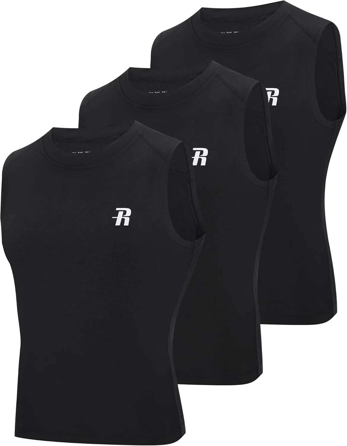 Runhit Boys Sleeveless Compression Shirt Kids Athletic Tank Tops Youth Quick Dry Undershirt for Football Basketball