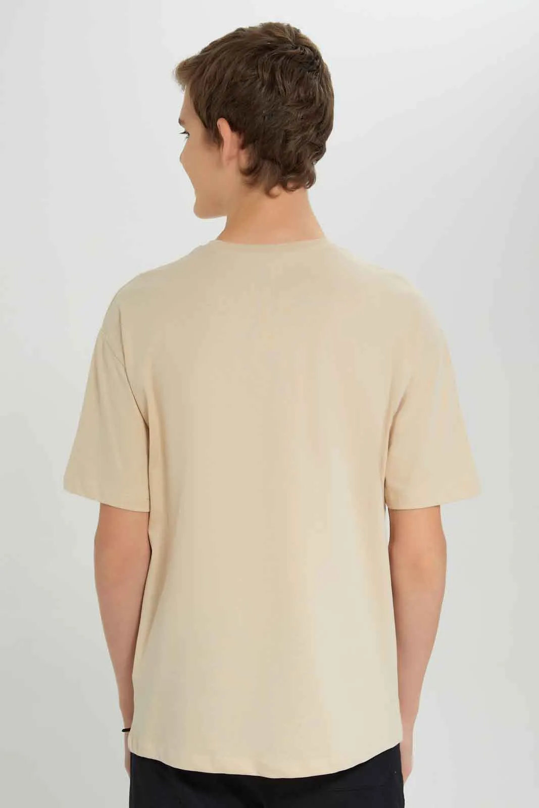 Senior Boys Beige Wild Tiger Print T-Shirt