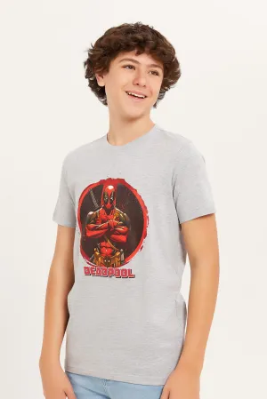 Senior Boys Grey Deadpool T-Shirt