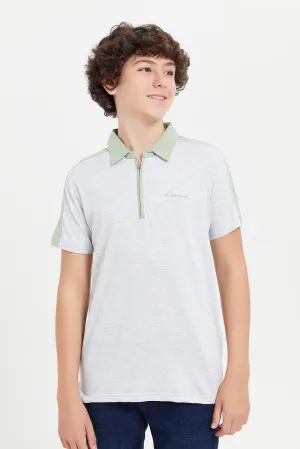 Senior Boys Grey Zipthru Polo Shirt