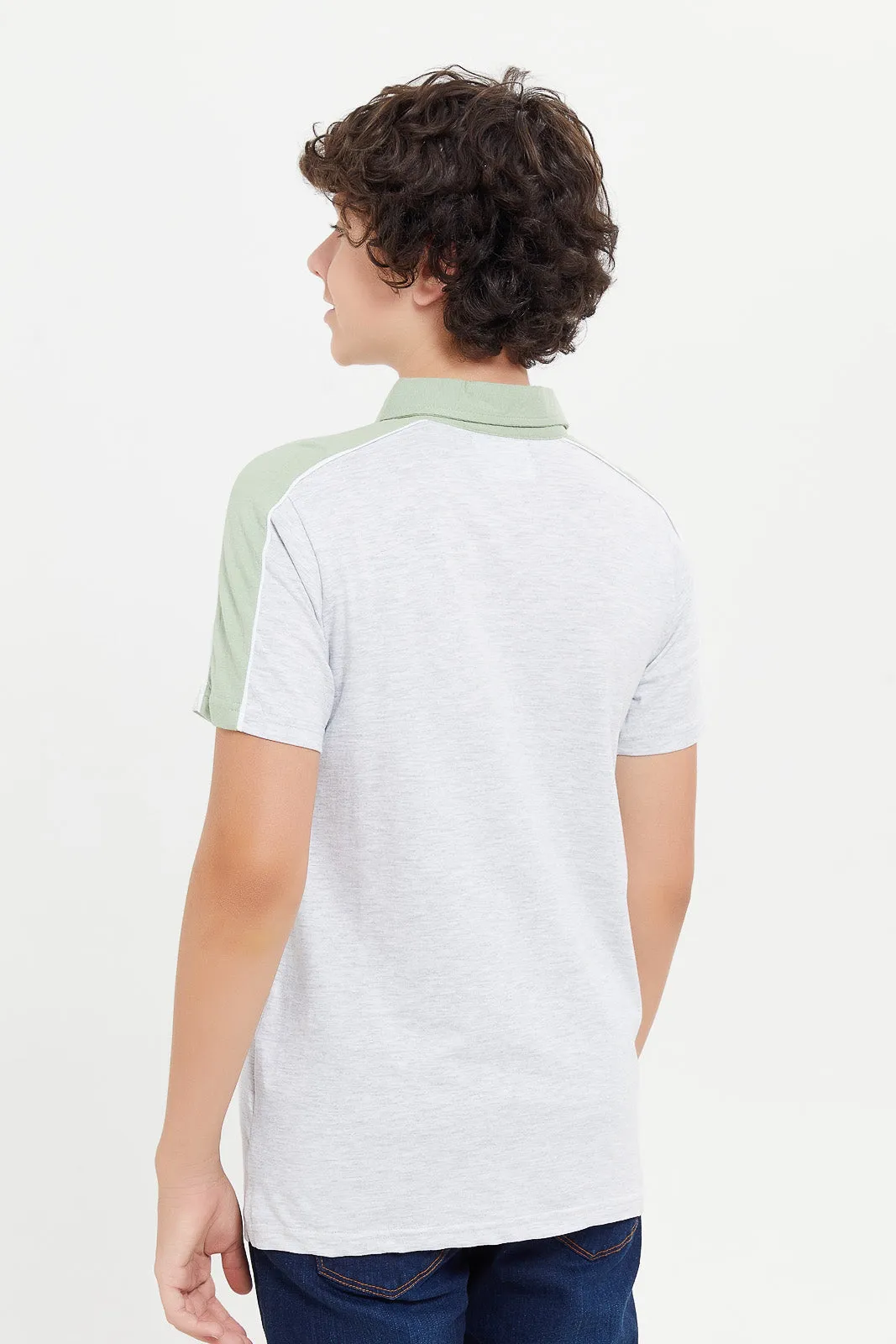 Senior Boys Grey Zipthru Polo Shirt