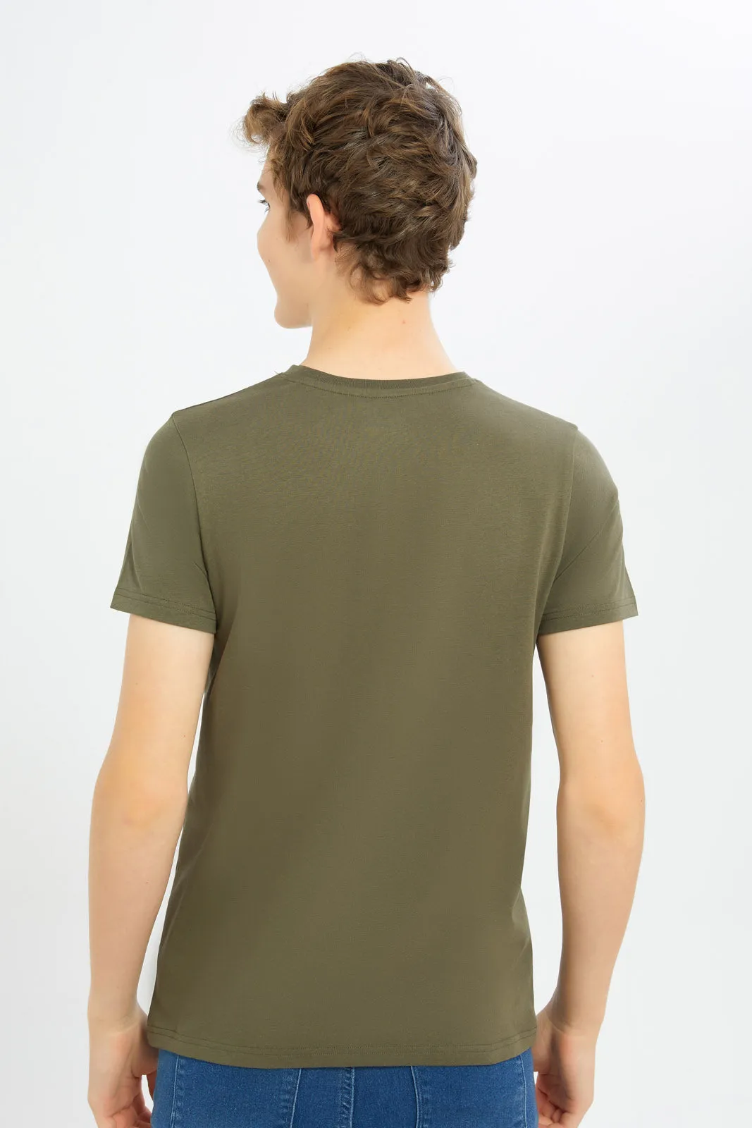 Senior Boys Olive Gamer Gel Print T-Shirt
