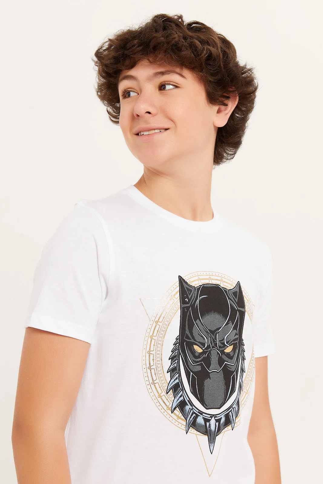 Senior Boys White Balck Panther T-Shirt