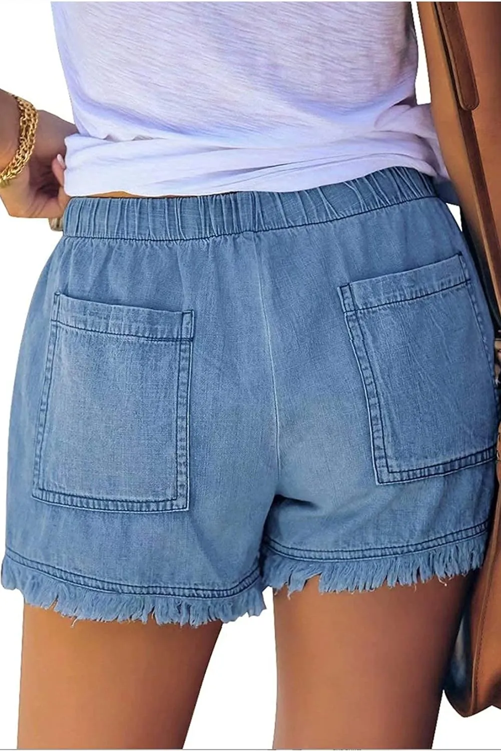 SESERAGI Womens Cotton Linen Shorts Soft Elastic Waist Summer Casual Short Pants