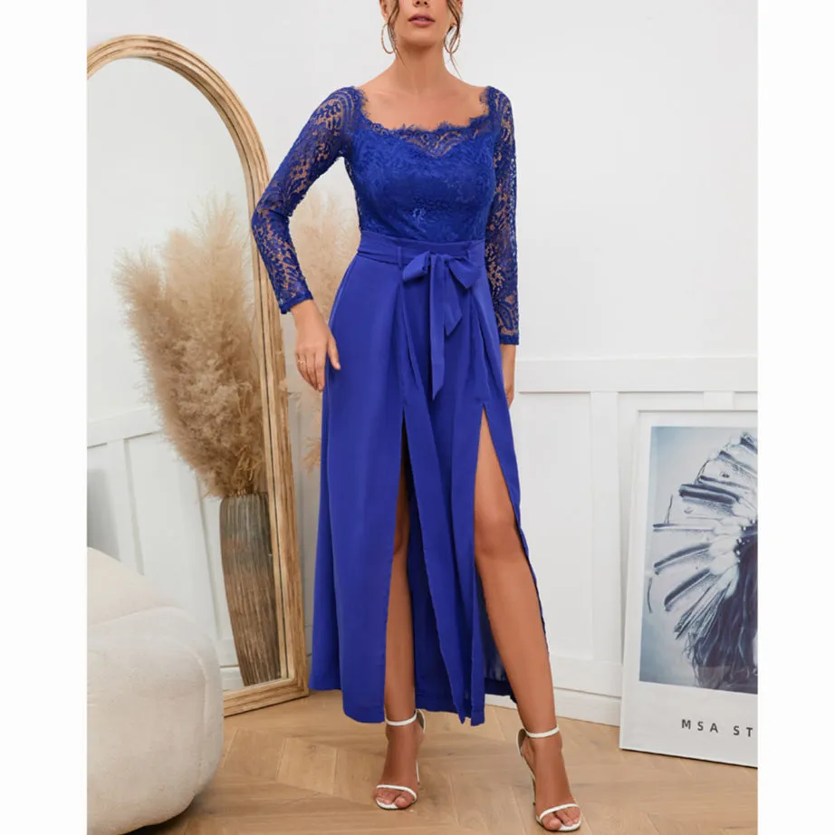 Sexy Lace Off Shoulder Lace-Up Wide-Leg Jump Suits Wholesale Jumpsuits