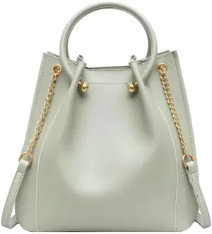 Shoulder Bag Stylish Black Leather Bucket Bag for Women - Designer Casual Shoulder Handbag(Green)