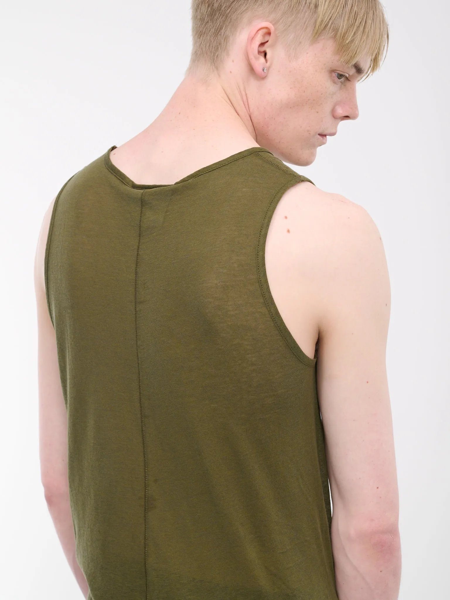 Silk Jersey Tank Top (241-MTK001-SILK-ARMY-GREEN)