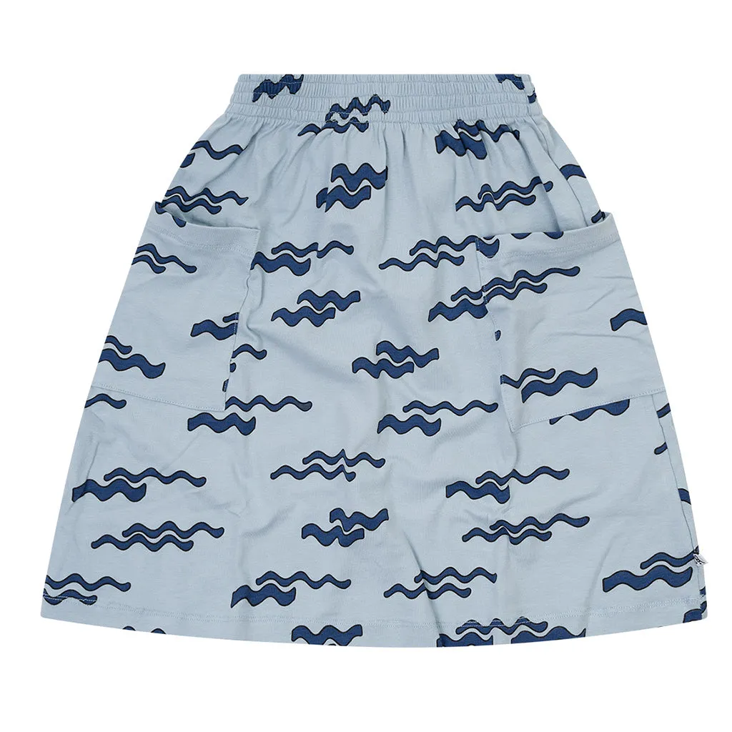 Skirt Waves Blue With Side Pockets