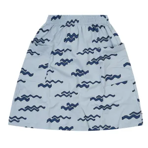 Skirt Waves Blue With Side Pockets
