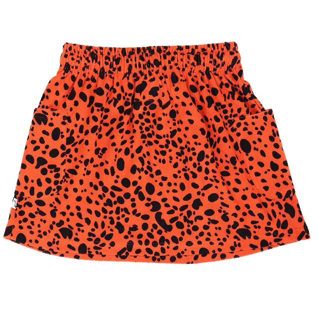 Skirt with Buttons and Pockets Spotted Animal