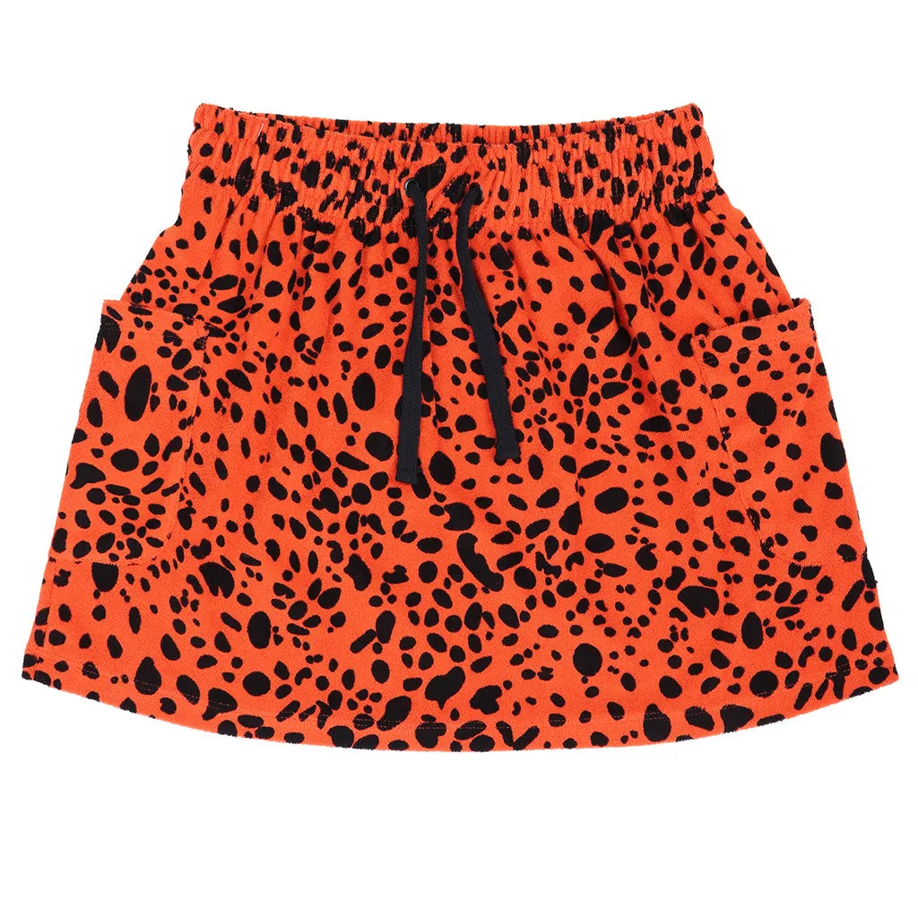 Skirt with Buttons and Pockets Spotted Animal