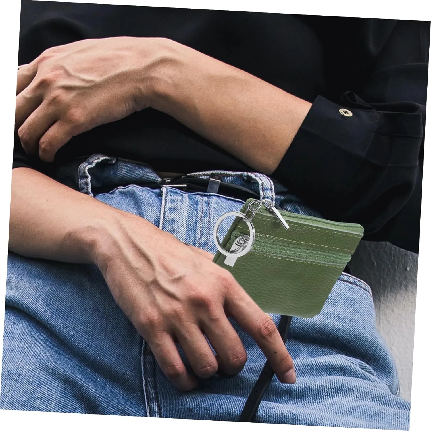 Small Coin Bag Women's Keychain Wallet Leather Purse Zipper Pouch Change Holder Stylish Compact
