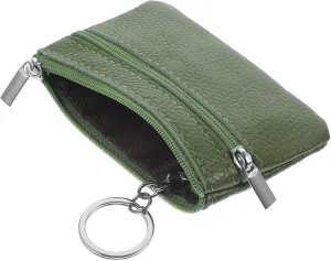 Small Coin Bag Women's Keychain Wallet Leather Purse Zipper Pouch Change Holder Stylish Compact
