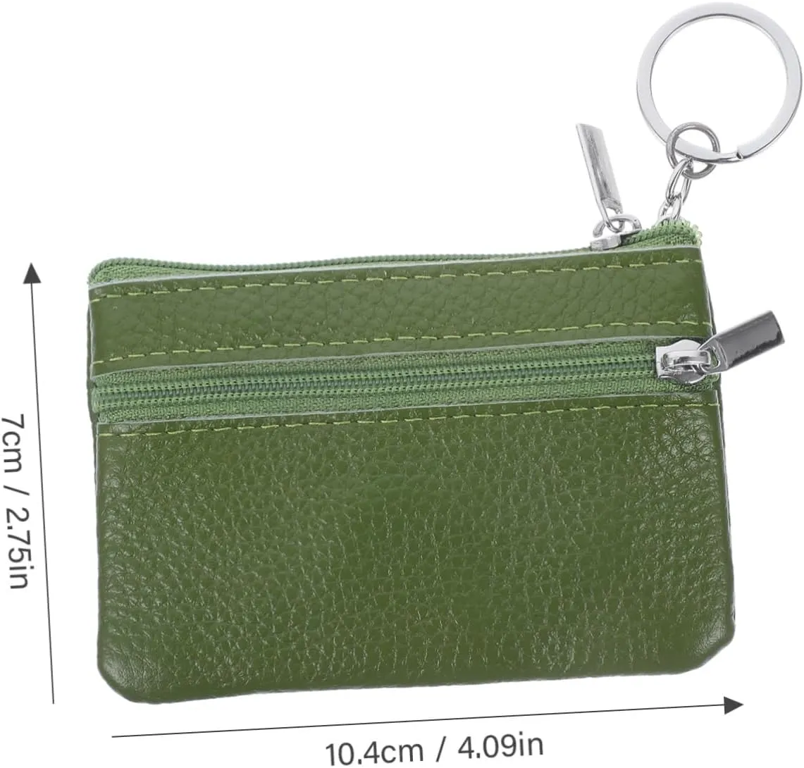 Small Coin Bag Women's Keychain Wallet Leather Purse Zipper Pouch Change Holder Stylish Compact