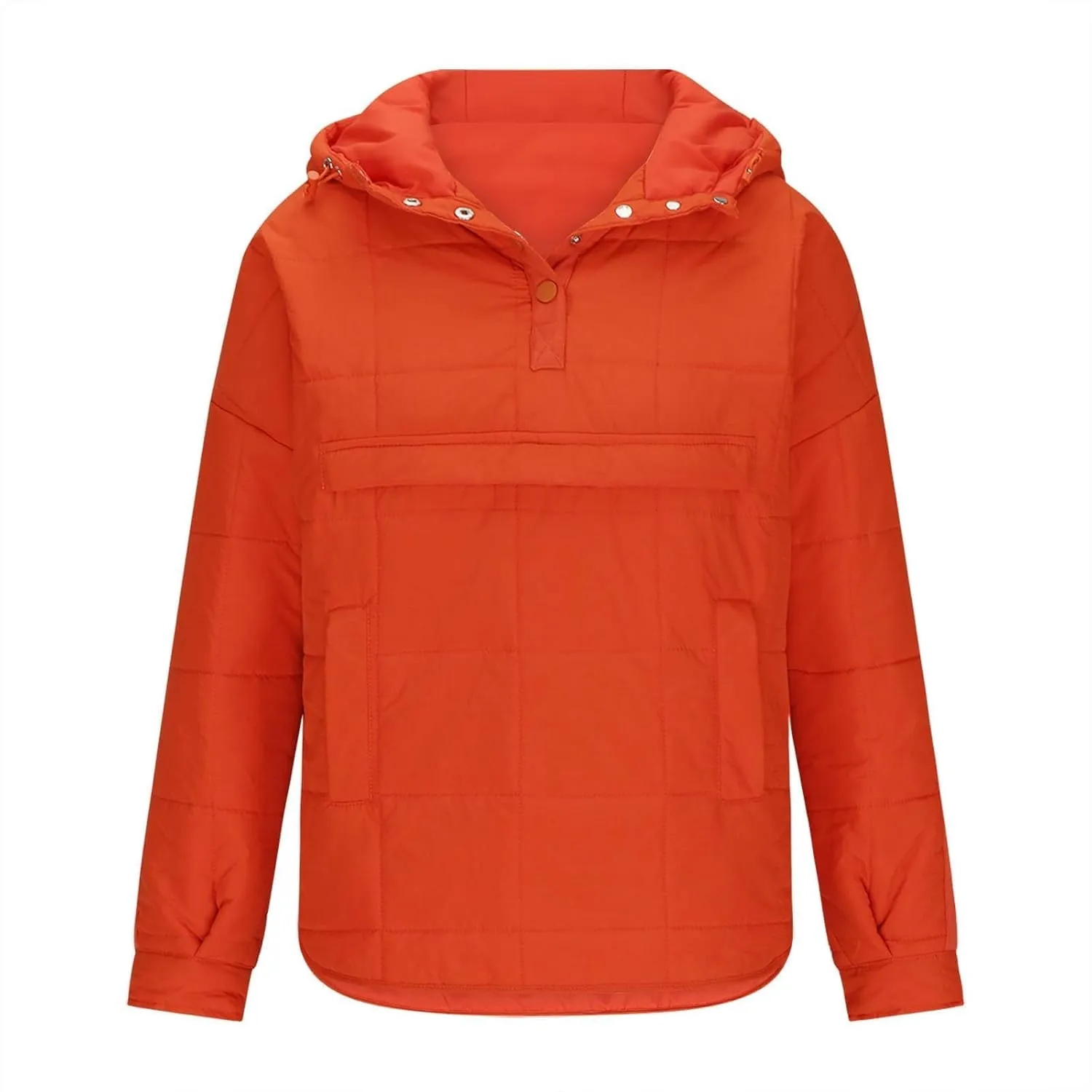 SMIDOW Womens Oversized Puffer Jacket Quilted Dolman Hoodies Lightweight Button Down Hooded Pullover Fall Winter Warm Clothes