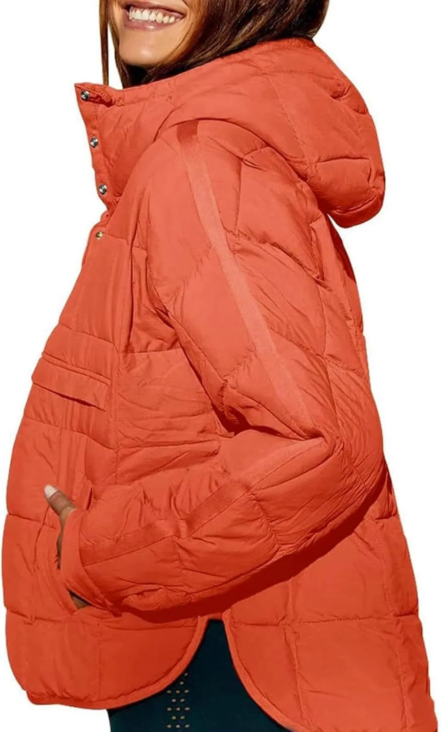 SMIDOW Womens Oversized Puffer Jacket Quilted Dolman Hoodies Lightweight Button Down Hooded Pullover Fall Winter Warm Clothes