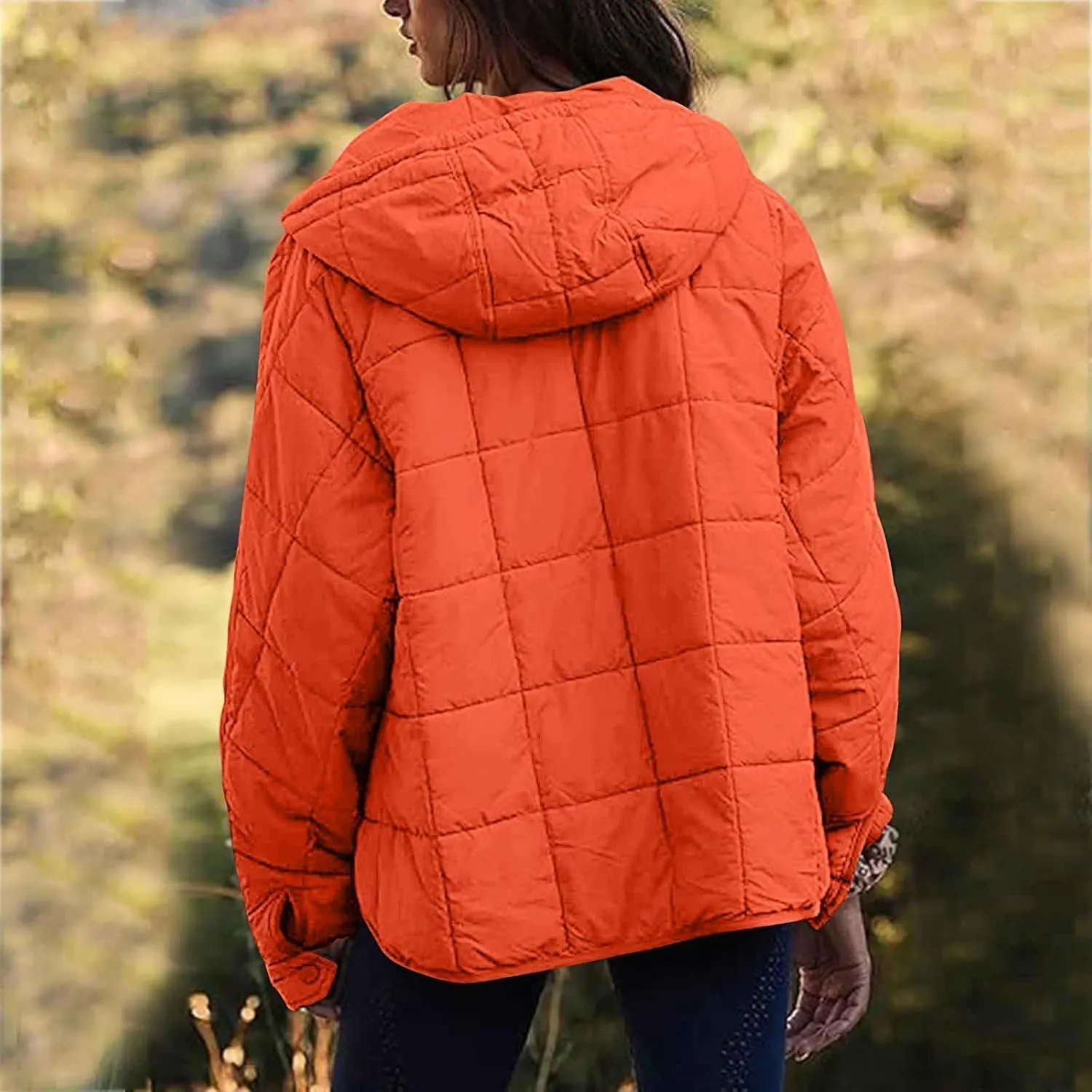 SMIDOW Womens Oversized Puffer Jacket Quilted Dolman Hoodies Lightweight Button Down Hooded Pullover Fall Winter Warm Clothes