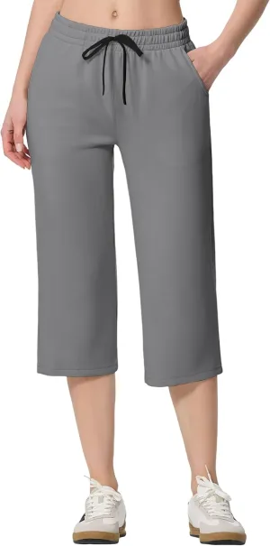 SPECIALMAGIC Sweatpants Women, Capri Pants for Women, Soft Wide Leg Pajama Pants for Yoga Sports Running