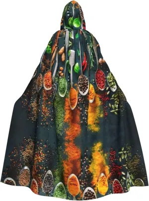Spices Print Halloween Hooded Cloak Adults Stylish Cape For Carnivals Themed Parties Cosplays
