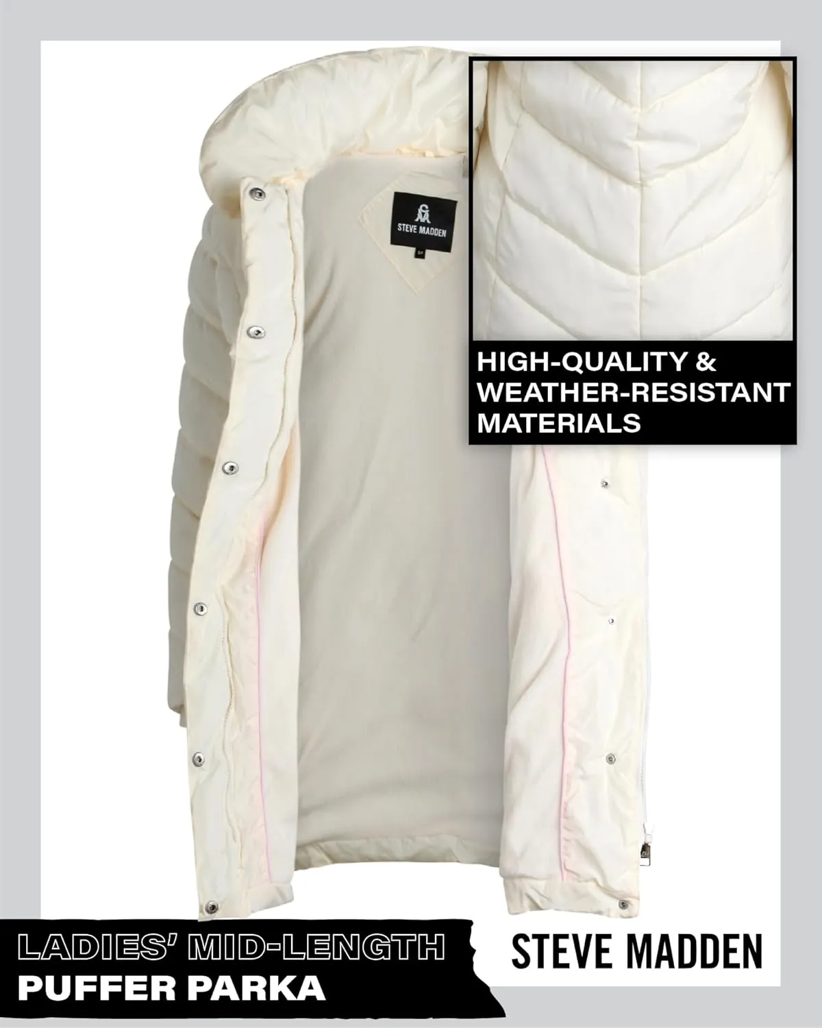 Steve Madden Women's Insulated Quilted Puffer Parka Winter Coat with Hood (S-XL)