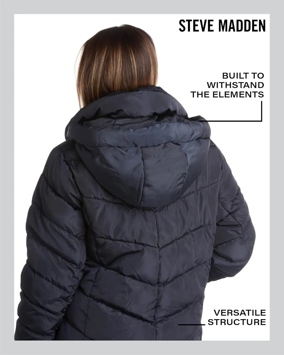 Steve Madden Women's Insulated Quilted Puffer Parka Winter Coat with Hood (S-XL)