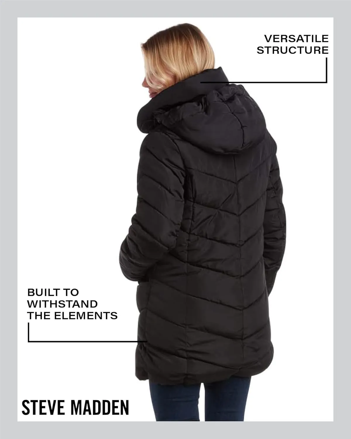 Steve Madden Women's Insulated Quilted Puffer Parka Winter Coat with Hood (S-XL)