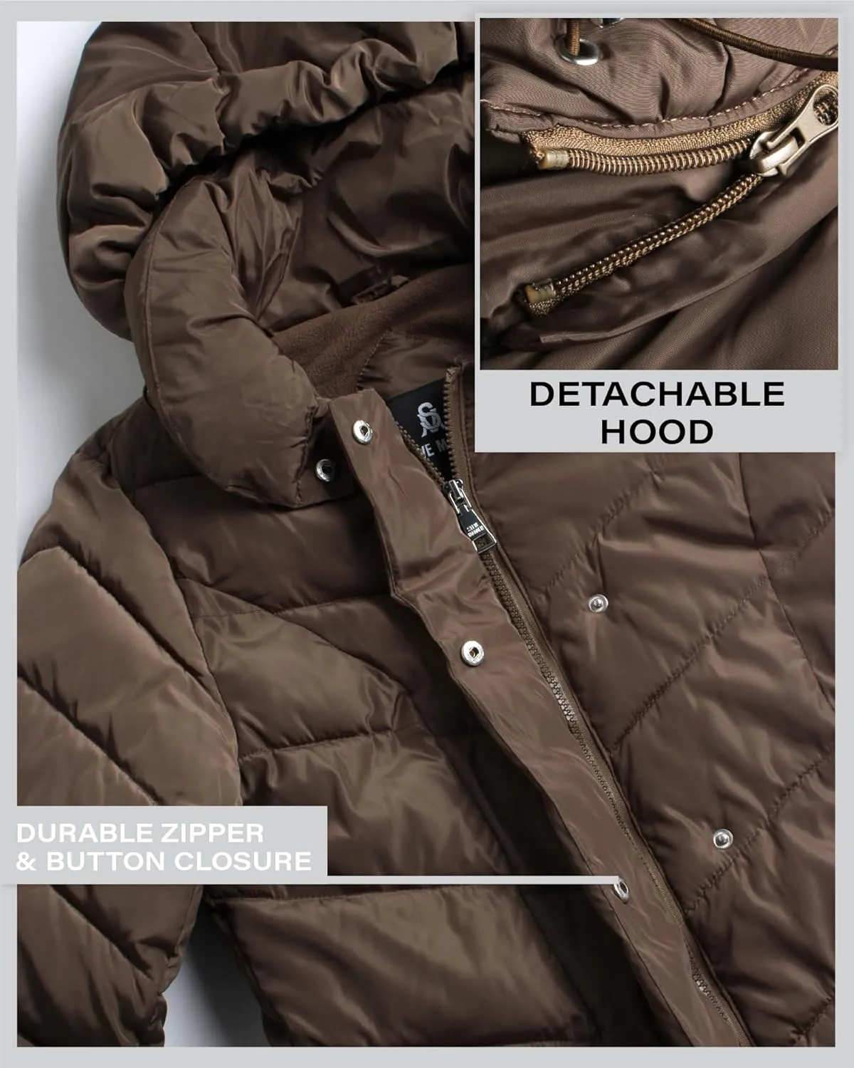 Steve Madden Women's Insulated Quilted Puffer Parka Winter Coat with Hood (S-XL)