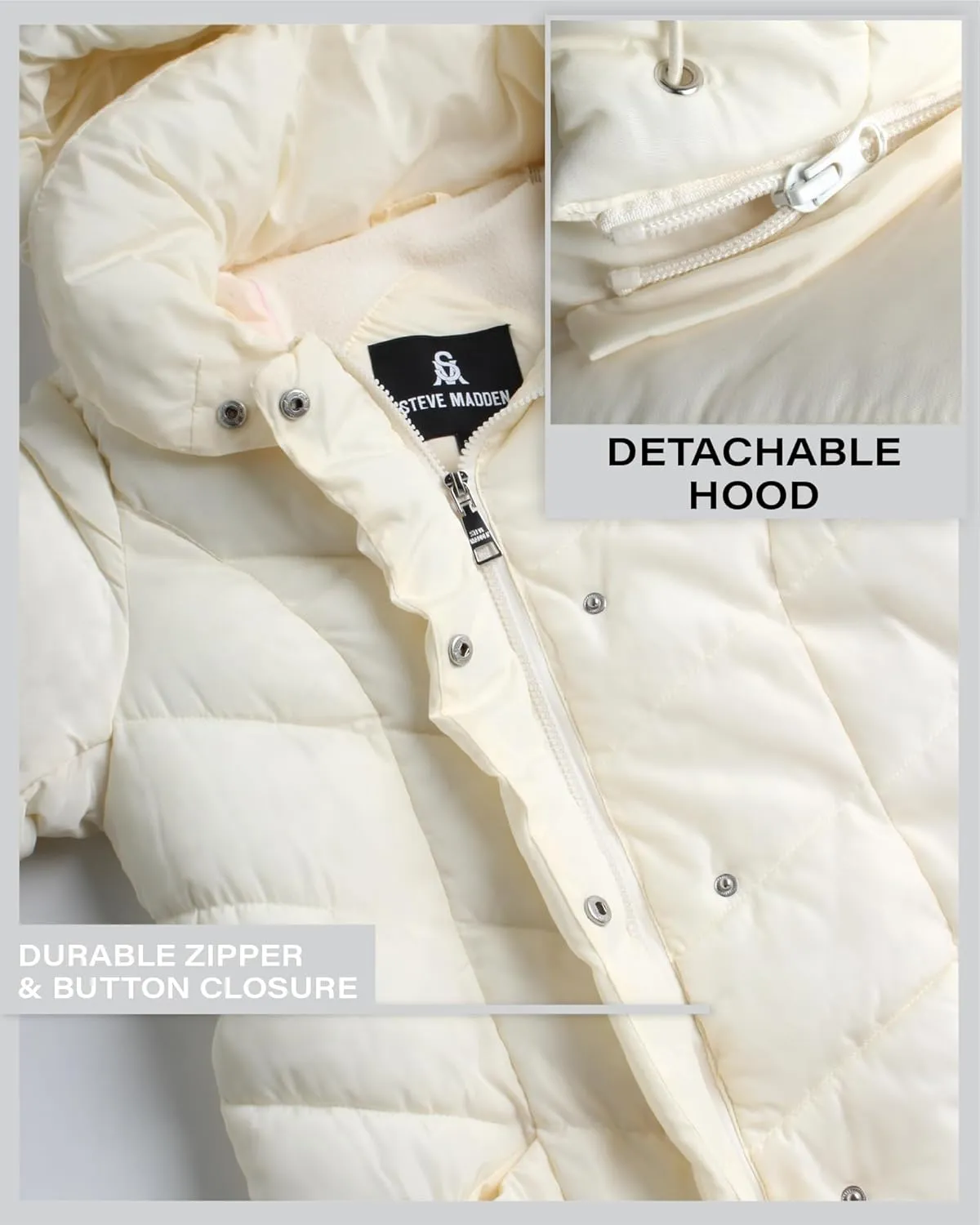 Steve Madden Women's Insulated Quilted Puffer Parka Winter Coat with Hood (S-XL)