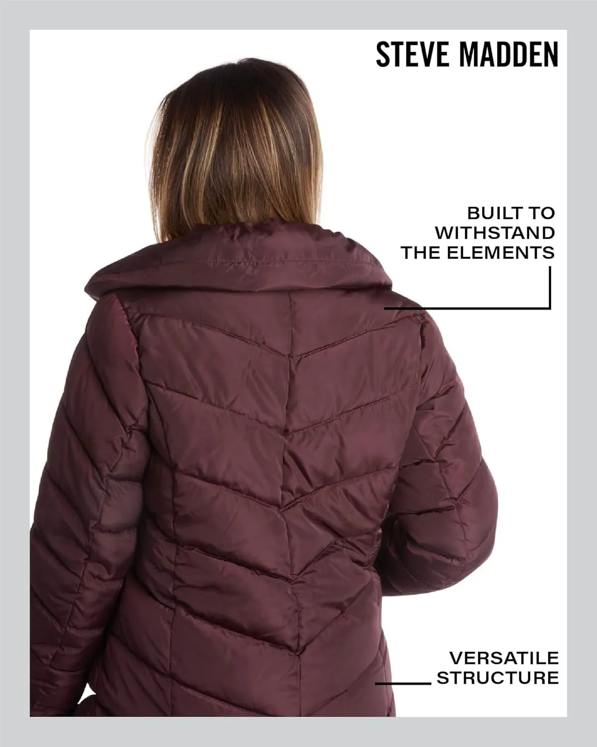 Steve Madden Women's Insulated Quilted Puffer Parka Winter Coat with Hood (S-XL)