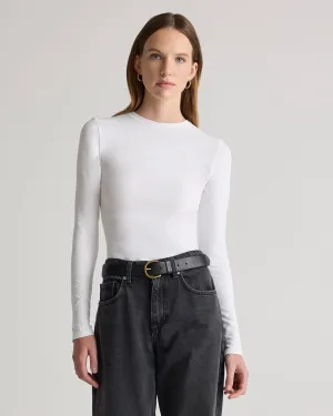 Stretch Cotton Jersey Fitted Long Sleeve T-Shirt