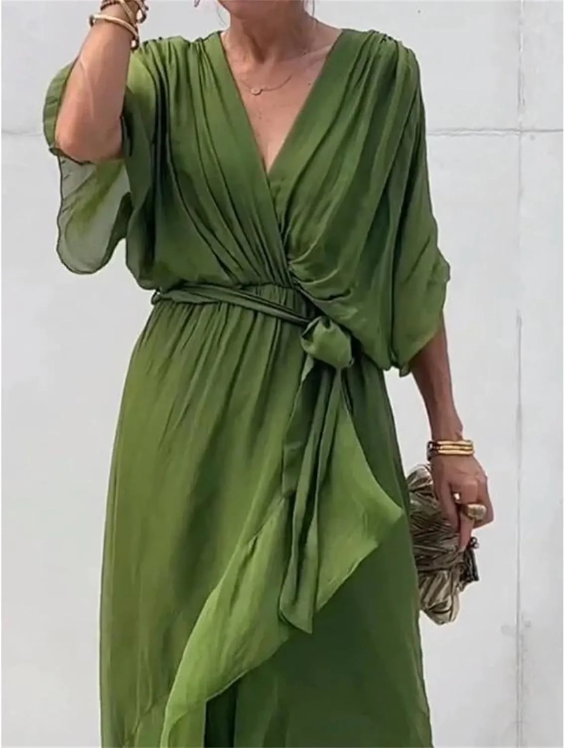 Stylish and Elegant V-Neck Maxi Dress, Stylish and Elegant Tiered Chiffon Maxi Dress, Women Summer Flowy Chiffon Gown
