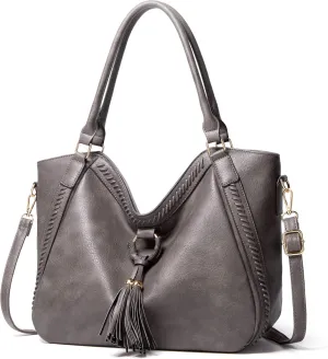 Stylish Brown Leather Crossbody Hobo Bag for Women with Tassel - Large Shoulder Handbag