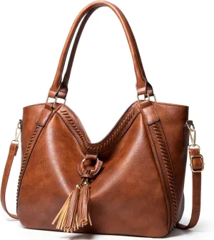Stylish Brown Leather Crossbody Hobo Bag for Women with Tassel - Large Shoulder Handbag